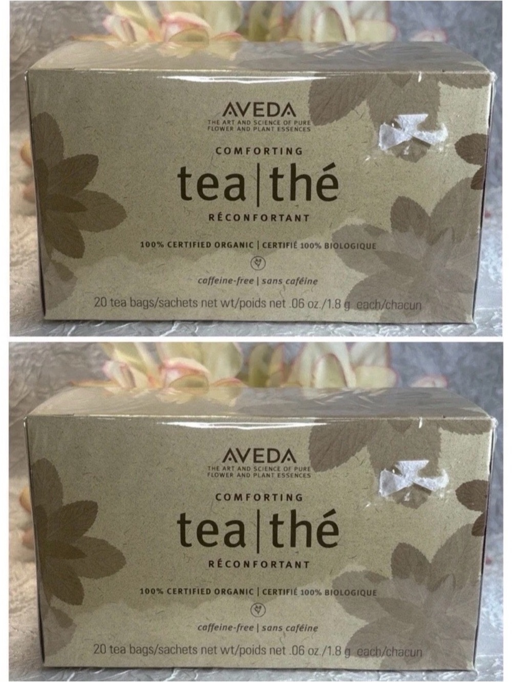 2x Aveda Comforting Herbal Tea Caffeine-Free Organic 20 Sachets Bags SEALED